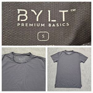 BYLT Premium Basic Performance Crew Split Hem Mens‎ Shirt Sz. S Gray